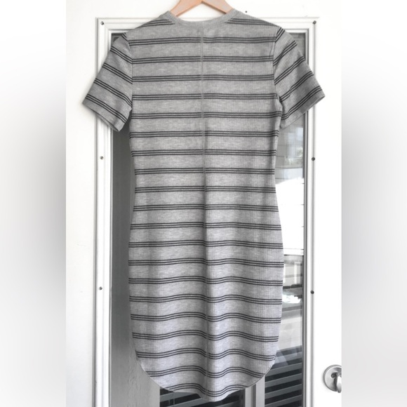 Striped Grey Short Sleeve Dress - Picture 3 of 7